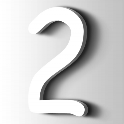 Kunststof Cijfer 2 Comic Sans Acrylaat 9016 Traffic white - 1