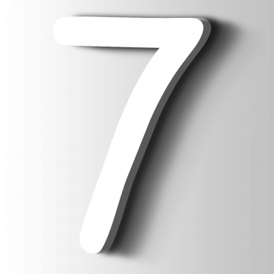 Kunststof Cijfer 7 Comic Sans Acrylaat 9016 Traffic white - 1