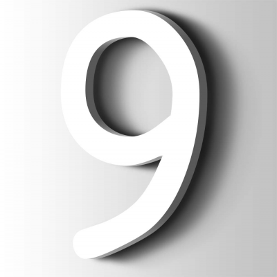 Kunststof Cijfer 9 Comic Sans Acrylaat 9016 Traffic white - 1