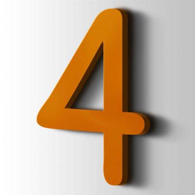 Kunststof Cijfer 4 Comic Sans Acrylaat 2004 Pure Orange - 1