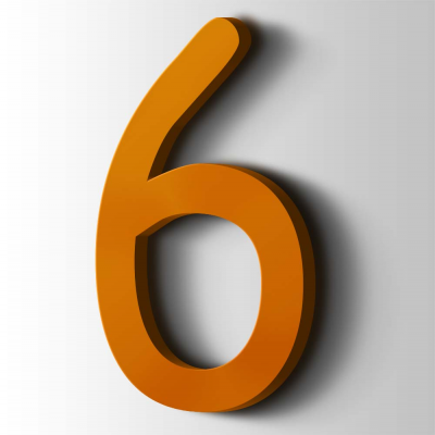 Kunststof Cijfer 6 Comic Sans Acrylaat 2004 Pure Orange - 1