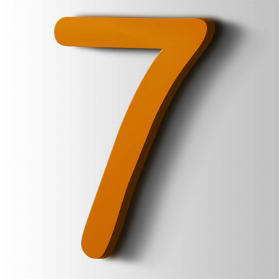 Kunststof Cijfer 7 Comic Sans Acrylaat 2004 Pure Orange - 1
