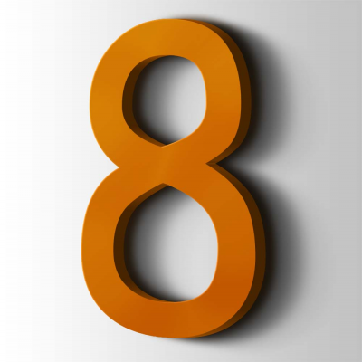 Kunststof Cijfer 8 Comic Sans Acrylaat 2004 Pure Orange - 1