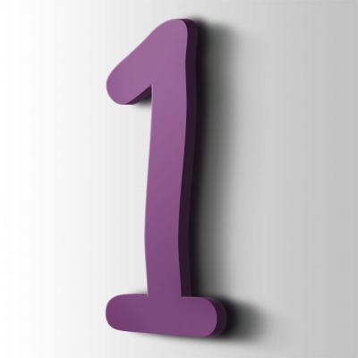 Kunststof Cijfer 1 Comic Sans Acrylaat 4008 Signal Violet - 1