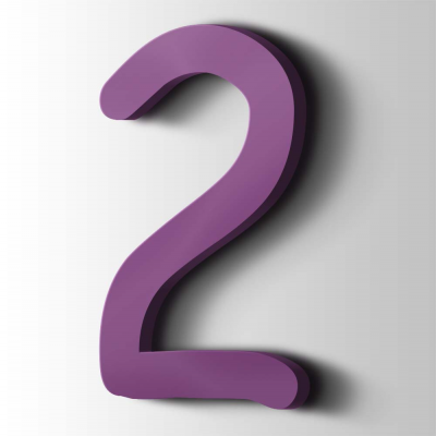 Kunststof Cijfer 2 Comic Sans Acrylaat 4008 Signal Violet - 1