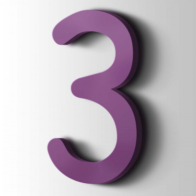Kunststof Cijfer 3 Comic Sans Acrylaat 4008 Signal Violet - 1
