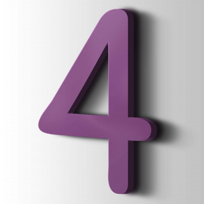Kunststof Cijfer 4 Comic Sans Acrylaat 4008 Signal Violet - 1