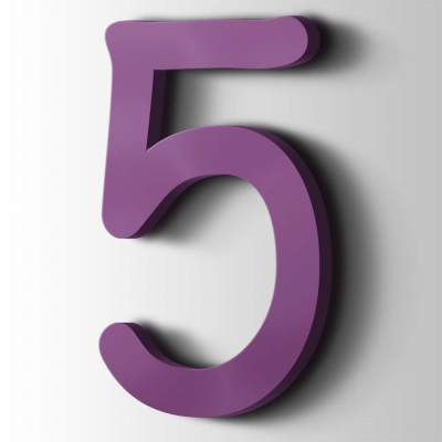 Kunststof Cijfer 5 Comic Sans Acrylaat 4008 Signal Violet - 1