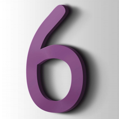 Kunststof Cijfer 6 Comic Sans Acrylaat 4008 Signal Violet - 1