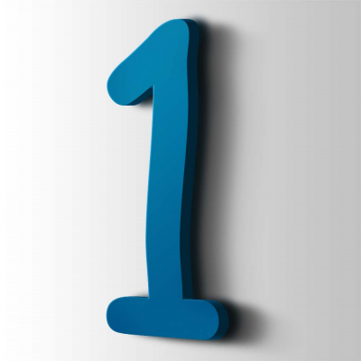 Kunststof Cijfer 1 Comic Sans Acrylaat 5015 Sky Blue - 1