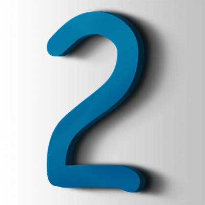 Kunststof Cijfer 2 Comic Sans Acrylaat 5015 Sky Blue - 1