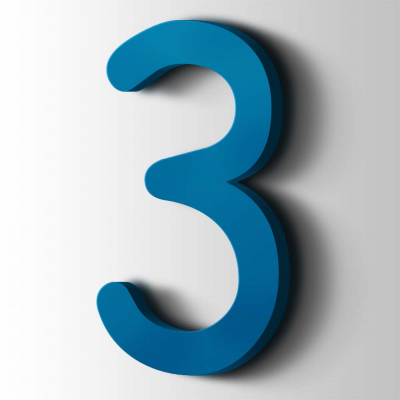 Kunststof Cijfer 3 Comic Sans Acrylaat 5015 Sky Blue - 1