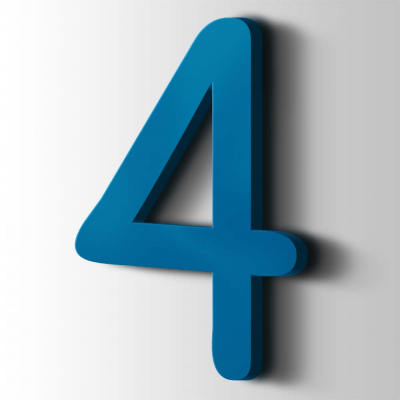 Kunststof Cijfer 4 Comic Sans Acrylaat 5015 Sky Blue - 1
