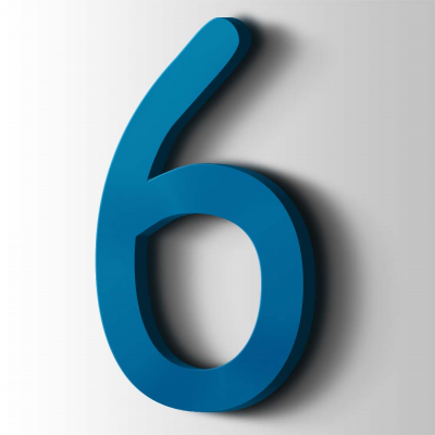 Kunststof Cijfer 6 Comic Sans Acrylaat 5015 Sky Blue - 1