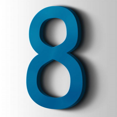 Kunststof Cijfer 8 Comic Sans Acrylaat 5015 Sky Blue - 1