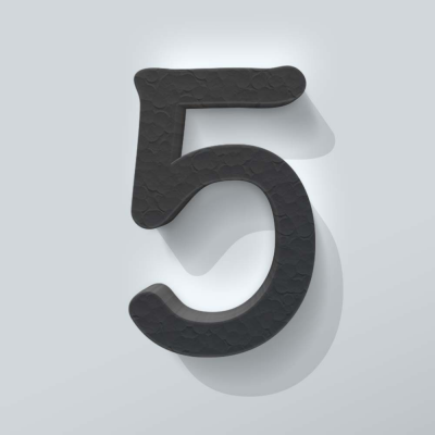 Grijs Piepschuim Cijfer 5 Comic Sans - 1