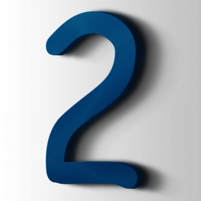 Kunststof Cijfer 2 Comic Sans Acrylaat 5002 Ultramarine Blue - 1