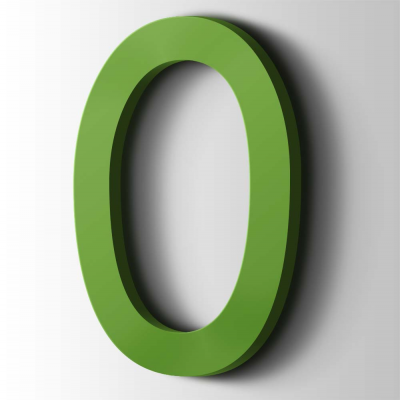 Kunststof Cijfer 0 Comic Sans Acrylaat 6018 Yellow Green - 1