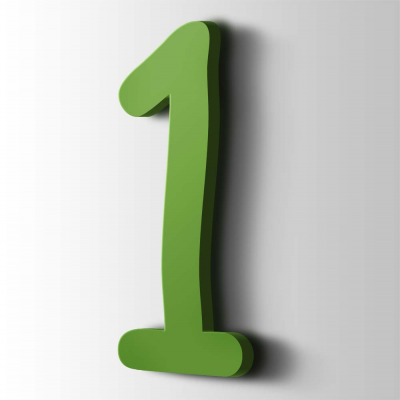 Kunststof Cijfer 1 Comic Sans Acrylaat 6018 Yellow Green - 1