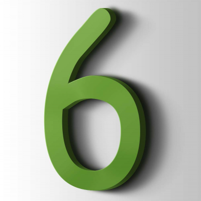 Kunststof Cijfer 6 Comic Sans Acrylaat 6018 Yellow Green - 1