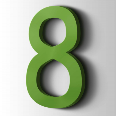 Kunststof Cijfer 8 Comic Sans Acrylaat 6018 Yellow Green - 1