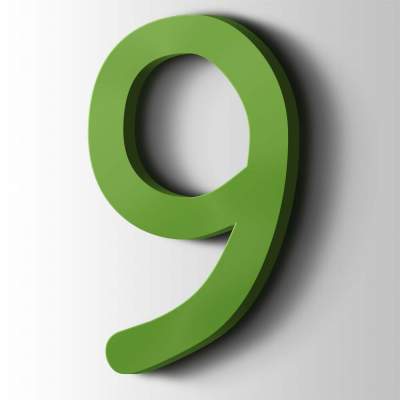Kunststof Cijfer 9 Comic Sans Acrylaat 6018 Yellow Green - 1