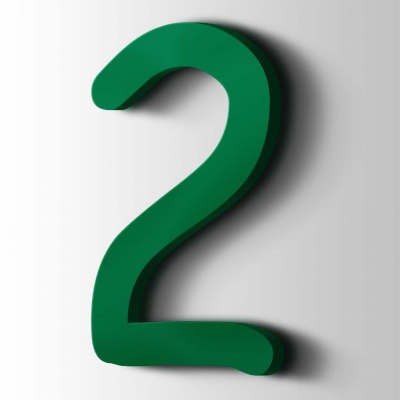 Kunststof Cijfer 2 Comic Sans Acrylaat 6029 Mint Green - 1