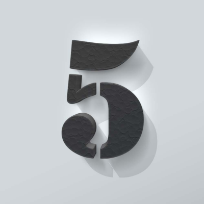 Grijs Piepschuim Cijfer 5 Stencil - 1