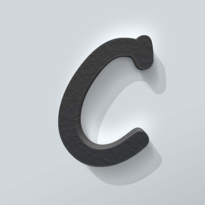 Grijs Piepschuim Letter C Comic Sans - 1