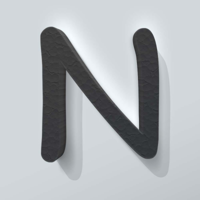 Grijs Piepschuim Letter N Comic Sans - 1