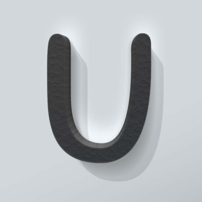 Grijs Piepschuim Letter U Comic Sans - 1