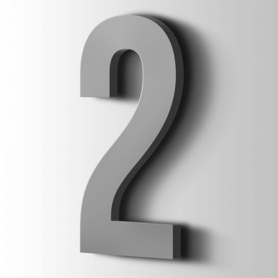 Kunststof Cijfer 2 Bebas Neue Acrylaat 7040 Window Grey - 1