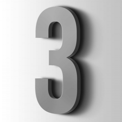 Kunststof Cijfer 3 Bebas Neue Acrylaat 7040 Window Grey - 1