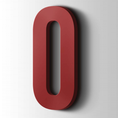 Kunststof Cijfer 0 Bebas Neue Acrylaat 3001 Signal Red - 1 Kunststof Cijfer 0 Bebas Neue Acrylaat 3001 Signal Red - 1