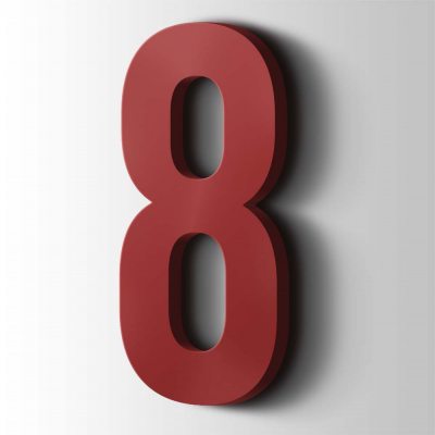 Kunststof Cijfer 8 Bebas Neue Acrylaat 3001 Signal Red - 1 Kunststof Cijfer 8 Bebas Neue Acrylaat 3001 Signal Red - 1