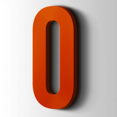 Kunststof Cijfer 0 Bebas Neue Acrylaat 3020 Traffic Red - 1