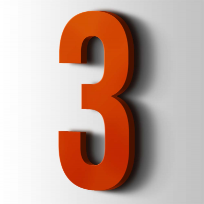 Kunststof Cijfer 3 Bebas Neue Acrylaat 3020 Traffic Red - 1