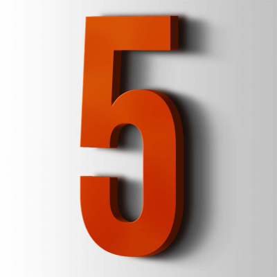 Kunststof Cijfer 5 Bebas Neue Acrylaat 3020 Traffic Red - 1