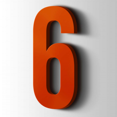 Kunststof Cijfer 6 Bebas Neue Acrylaat 3020 Traffic Red - 1
