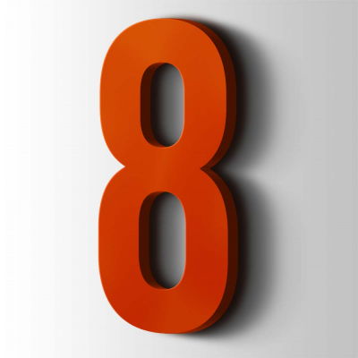 Kunststof Cijfer 8 Bebas Neue Acrylaat 3020 Traffic Red - 1