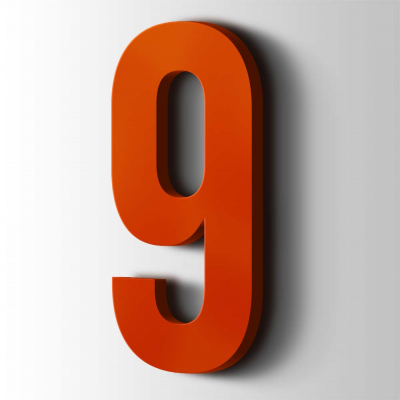 Kunststof Cijfer 9 Bebas Neue Acrylaat 3020 Traffic Red - 1