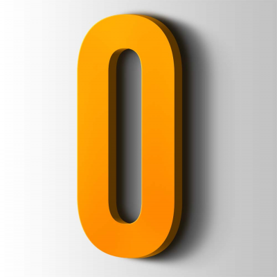 Kunststof Cijfer 0 Bebas Neue Acrylaat 1003 Signal Yellow - 1