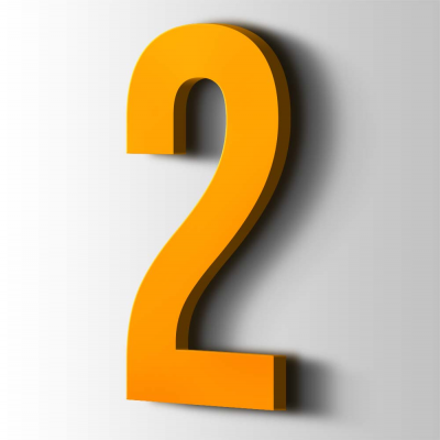 Kunststof Cijfer 2 Bebas Neue Acrylaat 1003 Signal Yellow - 1