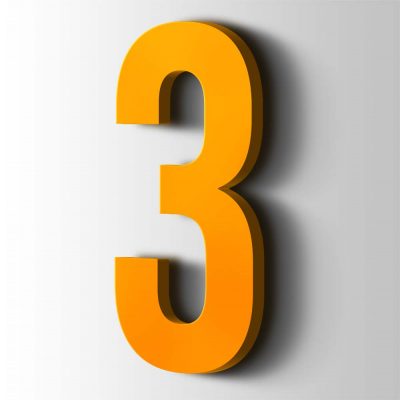 Kunststof Cijfer 3 Bebas Neue Acrylaat 1003 Signal Yellow - 1