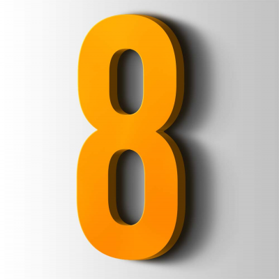 Kunststof Cijfer 8 Bebas Neue Acrylaat 1003 Signal Yellow - 1