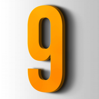 Kunststof Cijfer 9 Bebas Neue Acrylaat 1003 Signal Yellow - 1