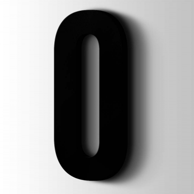 Kunststof Cijfer 0 Bebas Neue Acrylaat 9005 Jet Black - 1