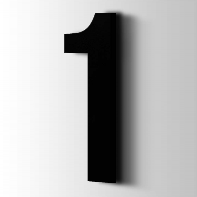 Kunststof Cijfer 1 Bebas Neue Acrylaat 9005 Jet Black - 1