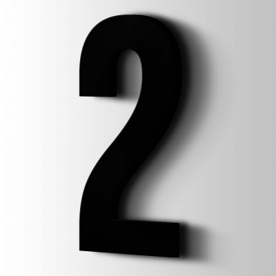 Kunststof Cijfer 2 Bebas Neue Acrylaat 9005 Jet Black - 1