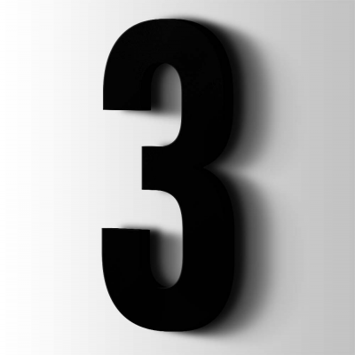 Kunststof Cijfer 3 Bebas Neue Acrylaat 9005 Jet Black - 1